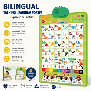 Bilingual English–Spanish Talking Wall Chart for Kids Ages 1–6 | Interactive Early Learning Poster with Songs, ABCs, Numbers, Words & Fun Educational Games for Home, Preschool & Classroom