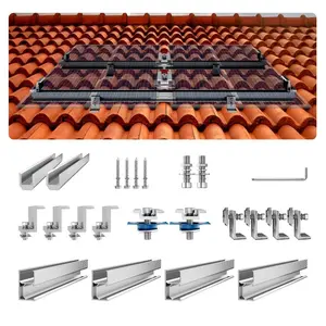 VEVOR Solar Panel Mounting Brackets, Solar Panel Mount Kit with 4x 30 Aluminum Rails, 4 End Clamps and 2 Mild Clamps, Solar Panel Mount Brackets for Metal Roof, Concrete Roof, Wood Roof, Tile Roof