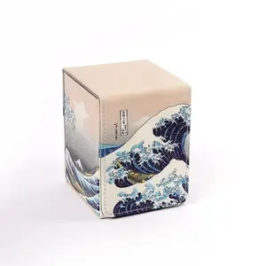 Artistic Case Organizer with Great Wave Design, Impact Resistant Edges, Soft Lining for Cards, Perfect Gift for Players and Collectors, Card Hobby Box