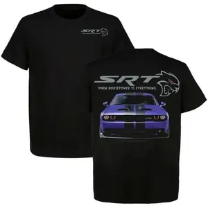 Classic SRT Challenger Hellcat Plum Crazy Purple Shirt, 100% Premium Heavy Cotton Supercharged V8 Mopar Streetwear Top, Retro 1990s Muscle Car Fan Tee, Luxury Car Guy Father's Day Gift
