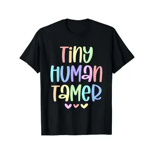 Tiny Human Tamer, Daycare Teacher Cotton T-Shirt y2k  outfits  men time  tee  shirt  backwards demon slayer  merch double print oversize lightweight acid valentine gift cadena  mr  stiven Y2K Streetwear graphic tee Oversized Vintage