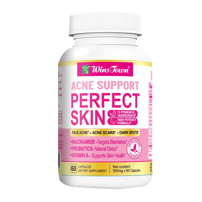 Winstown 3-in-1 Natural Dietary Beauty Supplement Capsules - Natural Ingredients, Hyaluronic Acid, Skin-Support Vitamins, Oral Hormonal Acne Relief, Prop 65 Safe for Women, Skin Care