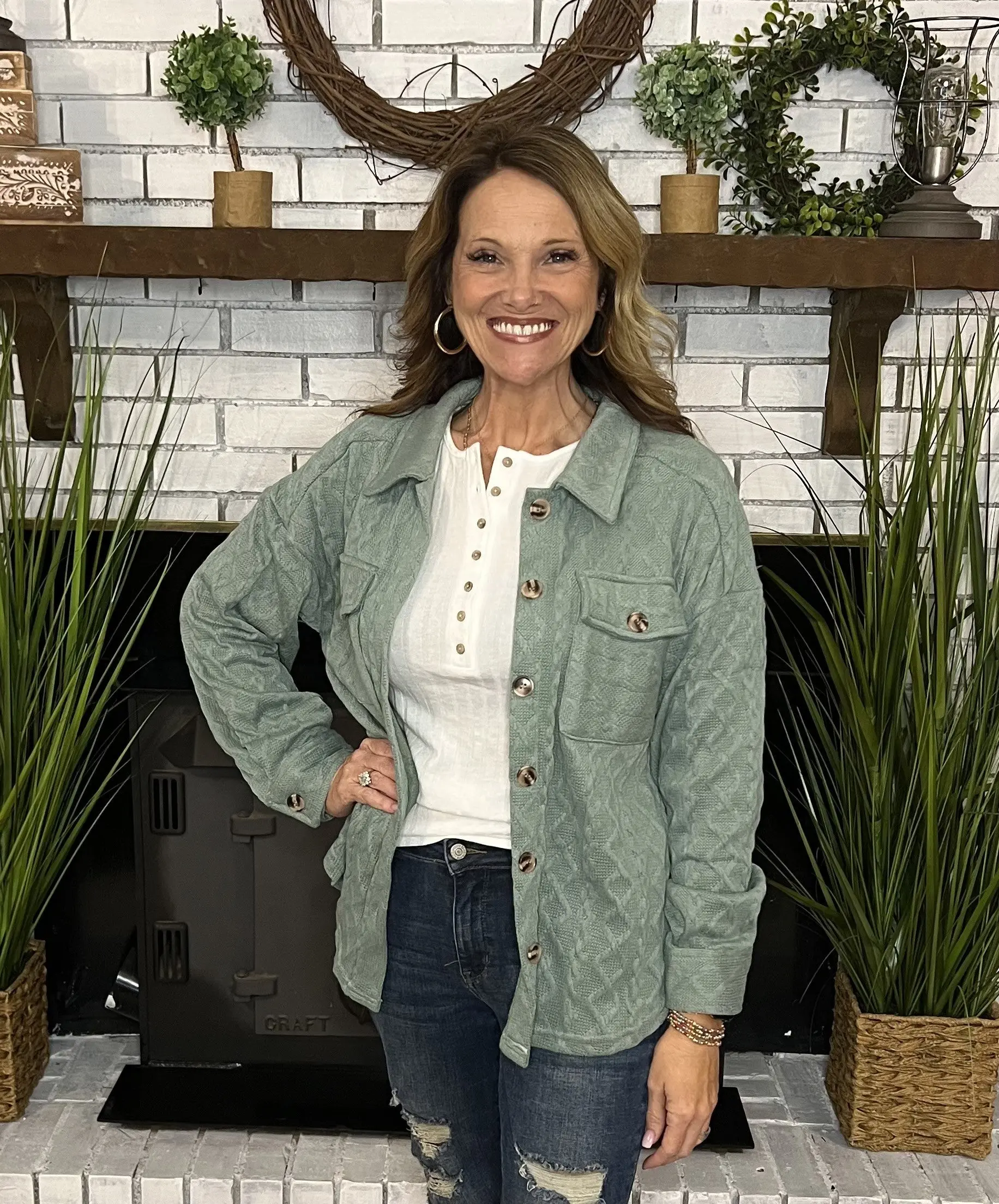 SAGE CABLE KNIT CASUAL SHACKET JACKET