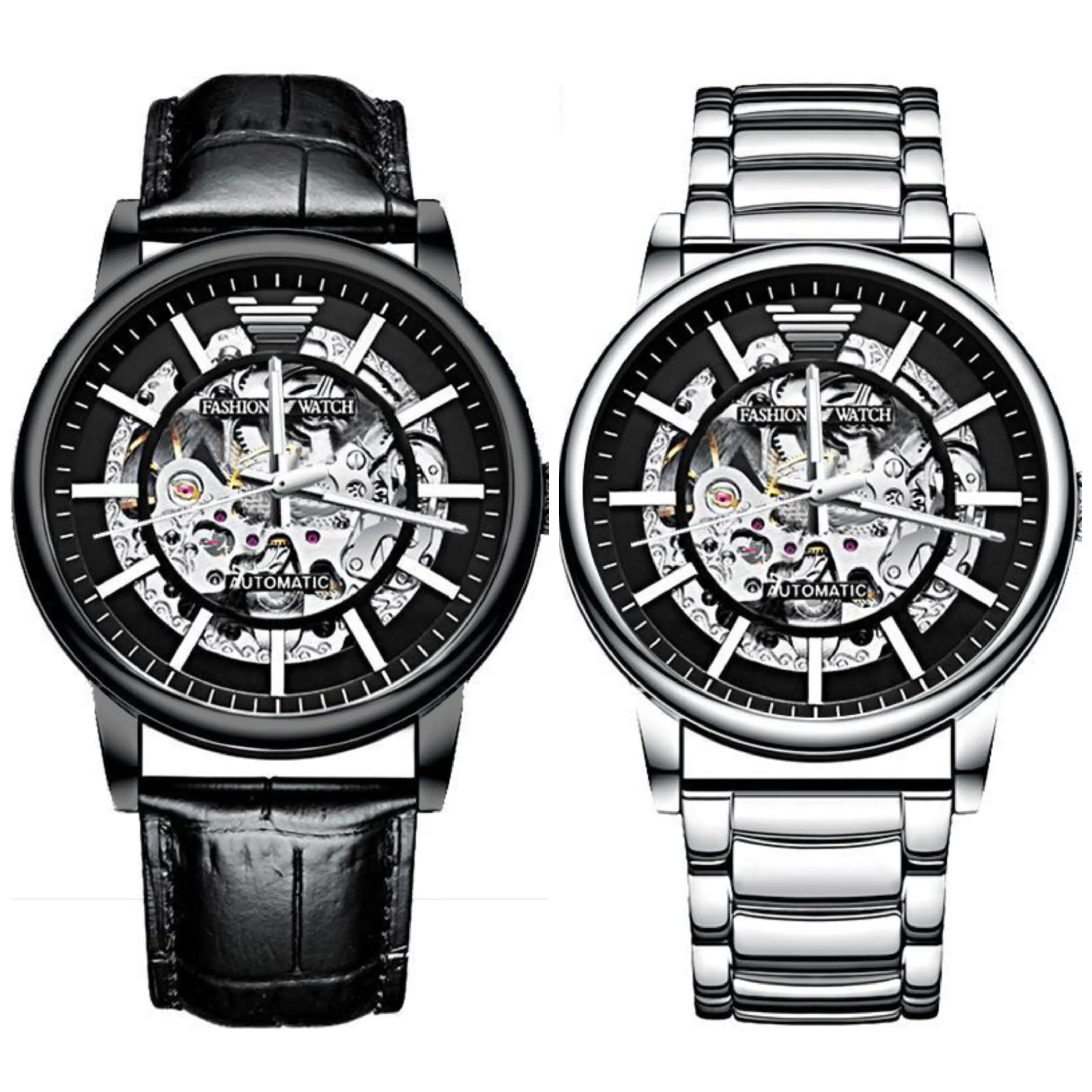 TEVISE Wristwatch Set for Men, Waterproof Casual Analog Watch with Cow Hide Strap, Business-Casual Trendy Look, Round Dial Analog, Male Watch, 30M - 50M, Clasp, Leather, Luminous, Mechanical, Analog Mechanical Watch