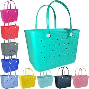 Rubber Beach Tote Bag, Extra Large Tote Bag for Women,Washable Open Tote Bag Durable Tote Travel Bags for Outdoor Sport