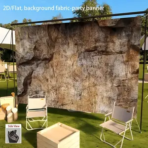 1pc 2D Flat Rustic Rock Wall Decor Backdrop - Durable Polyester Natural Stone Texture, No Electricity, Easy Setup, Party Decoration Supplies for Weddings, Home Use