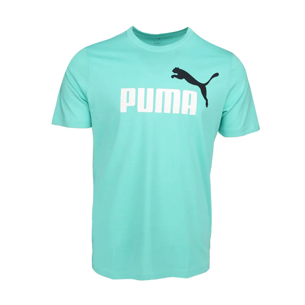 PUMA Mens Essentials 2 Color No. 1 Logo Crew Neck Short Sleeve Casual Tops Casual - Blue