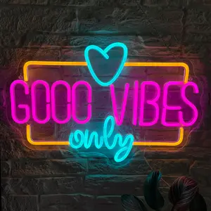 Good Vibes Only Love Neon Wall Sign– Vibrant LED Decor glowing wall hanging neon lights Decorative lighting, Suitable for home, office, shop, girl room, birthday party, barber shop, Vibrant Decoration
