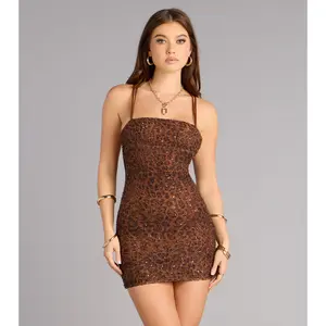Alivia Leopard Beaded Mini Dress