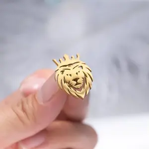 2pcs  Fashion Creative Lion Brooch Pin Men's Blazer Collar Pin Anti-slip Button Placket Buckle Badge