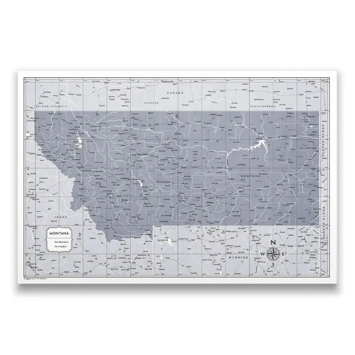 Push Pin Montana Map (Pin Board) - Dark Gray Color Splash