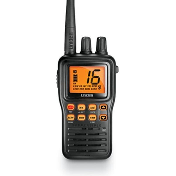 Uniden Compact VHF Band 2-Way Marine Radio - JIS8 Submersible, IPX8 Waterproof, Rechargeable Handheld Digital Walkie Talkie with Audio Functionality, Rechargeable Battery, DC Charger Included for Outdoor Activities
