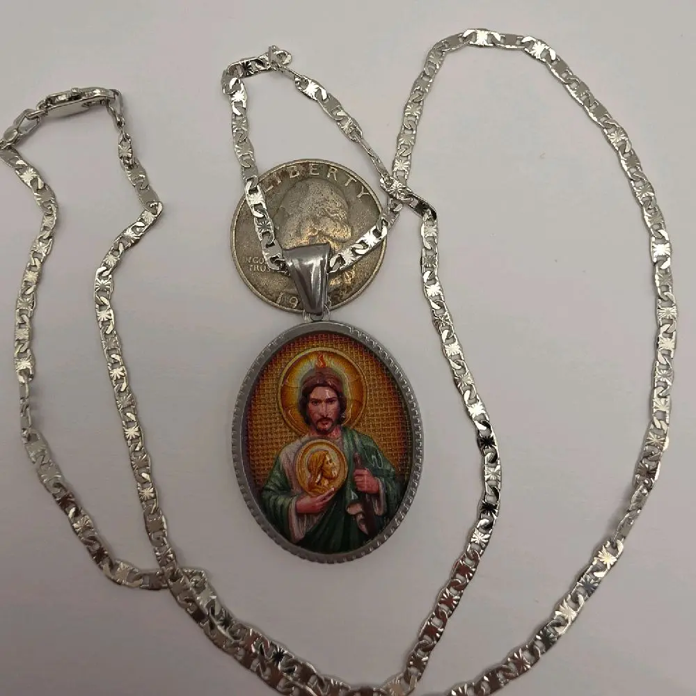 SAINT JUDE/SAN JUDITAS beautiful style necklace 24"inches stainless steel pendant