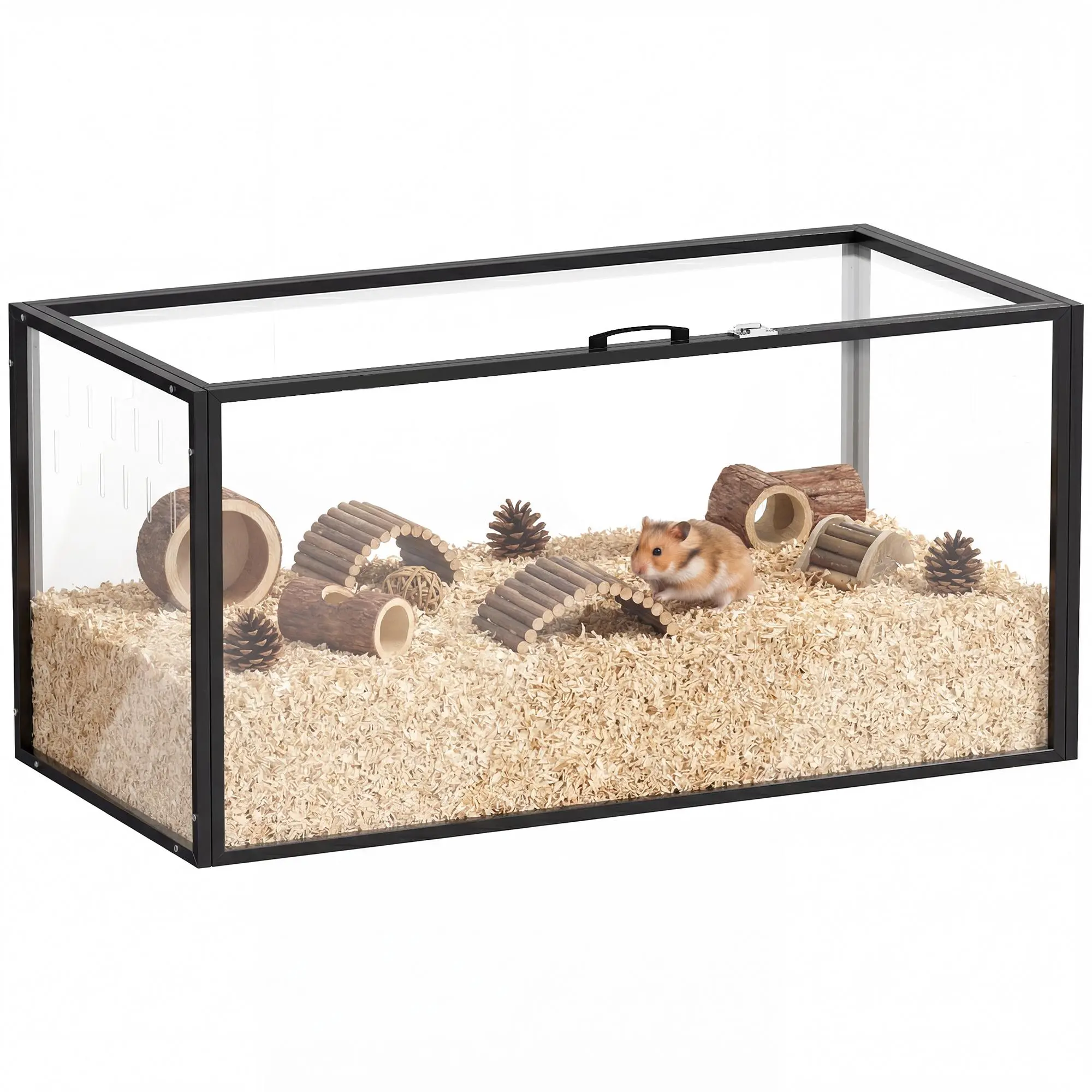 Large Acrylic Hamster Cage – Chewproof Acrylic & Steel Frame. 360° Clear View, Openable Top, High-Sided Base. Ventilated, Low Odor. For Hedgehogs, Dwarf Hamsters & Rats