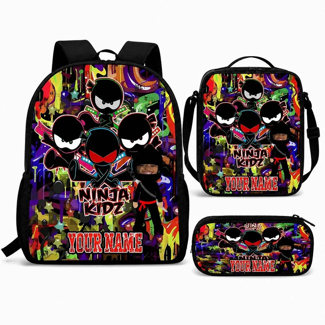 Custom Name Ninja Kids Backpack, Personalized School Bag, Boys Bookbag
