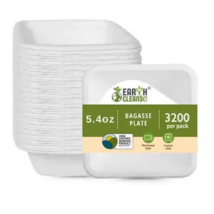 Compostable Sugarcane Bagasse Square Bowl - 4 Inch(5.4 Oz) - Pack of 3200