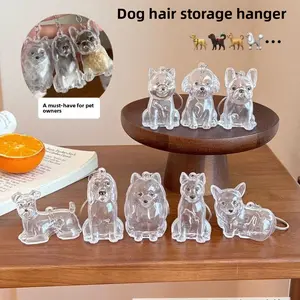 Pet Hair Memorial Keychain Large Dog Shape Creative Keyring Transparent Keepsake Pendant for Pet Lover Collectible Gift