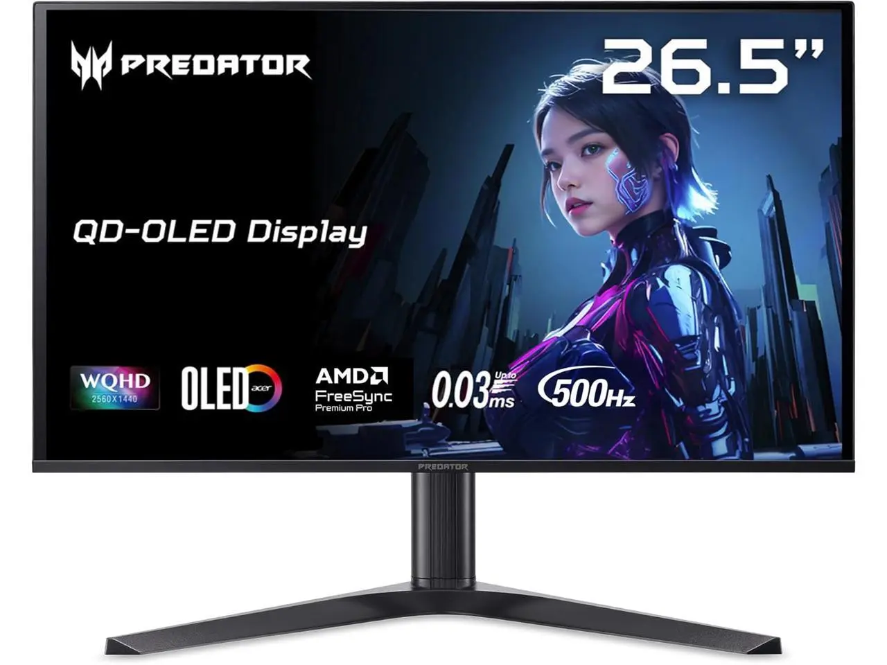 Acer Predator 27" (26.5" viewable) QHD 2K 1440P 500Hz with AMD FreeSync Premium Pro (AMD Adaptive Sync) 0.03ms HDR500 USB-C OLED Gaming Computer Monitor with Height Adjustable, Swivel, Pivot & Tilt Stand X27U F5bmiippruzx