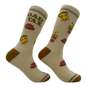 Men's Dad Tax Socks Funny Sarcastic Fathers Day Graphic Novelty Footwear for Men Funny Graphic Socks Comfortable Fitted Spandex Cotton