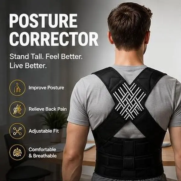 Adjustable Posture Corrector Back Brace for Adults, Shoulder Straightener with Support, Back Pain Relief, Posture Improvement for Daily Activities