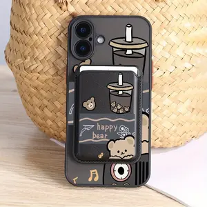 Cute Bear Magnetic Card Holder Phone Case for iPhone, Durable Protection, Convenient Card Storage, Ideal Gift for Men and Women