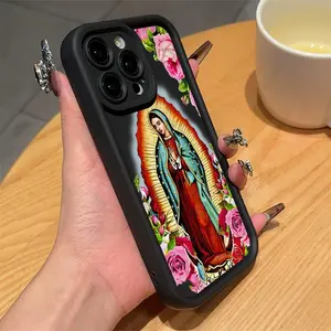 Flower Pattern Virgin Mary Pattern Phone Case, Anti-drop Cellphone Protective Case, Total Protective Shockproof Mobile Phone Cover for iPhone, Protector, for Smartphone