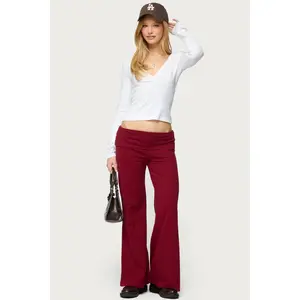 Petite Wide Leg Fold Over Pants