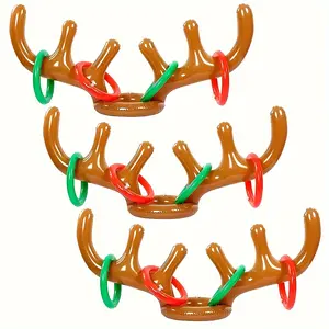 3 Pcs Christmas Reindeer Antier Ring Toss Game Set-Inflatable Xmas Party Target Toy, Perfect For Holiday Gatherings & Stocking Stuffers Qiumansui