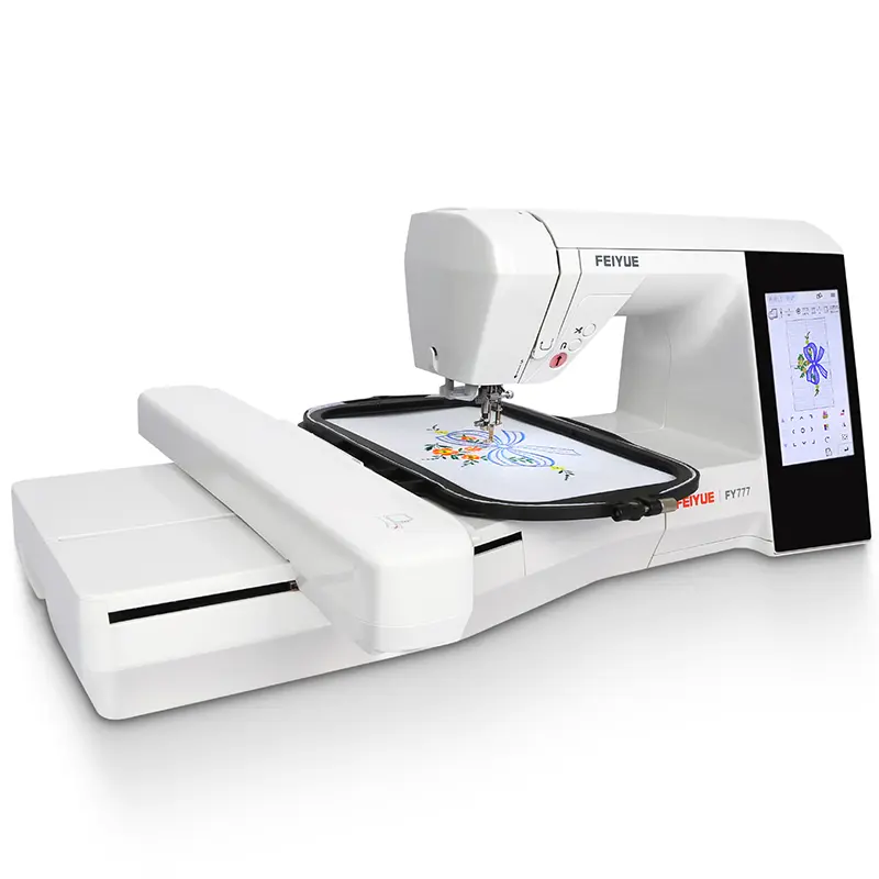 FEIYUE FY777 Computerized Home Sewing & Embroidery Machine with Touch Screen, 1000+ Stitches, Advanced Pattern Editing, Built-In Patterns, Large Field, Auto Thread Cutter, Free Arm, Hoop Set, Dual LED Lights, Heavy-Duty Multi-Function Kit, Usb, Decorative