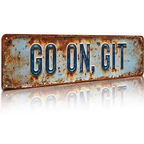 1pcs Aluminum Rectangle "Go on Git" Letter Pattern Durable Metal Wall Art Plaque - Cool Design Decor Sign, Decoration Items, Home Business Decor, Adult Gift, Home Bar Accessory