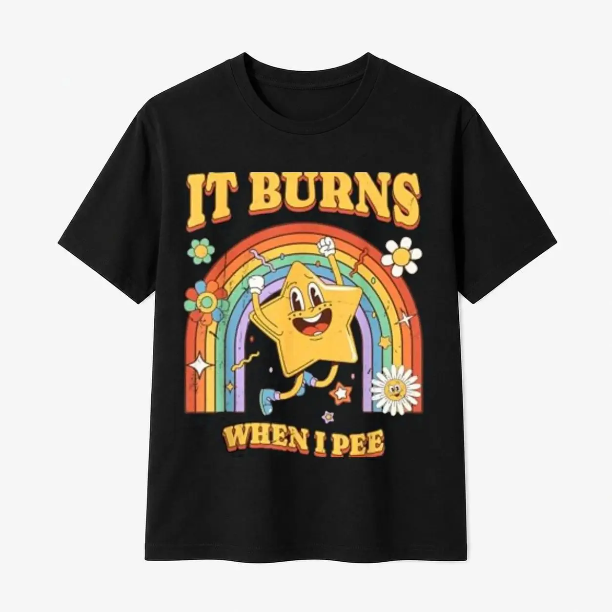 100% Cotton Men's Hilarious Expression It Burns When I Pee Sarcastic Ironic T Shirt