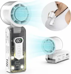 High-Power Semiconductor Handheld Fan With Ice Cooling Function, Led Display, 3600mah Rechargeable Battery, 6-Speed Powerful Turbo Airflow, Foldable Design, Transparent Casing With Fill Light, Suitable For Beaches, Outdoor Travel, And Other Scenarios