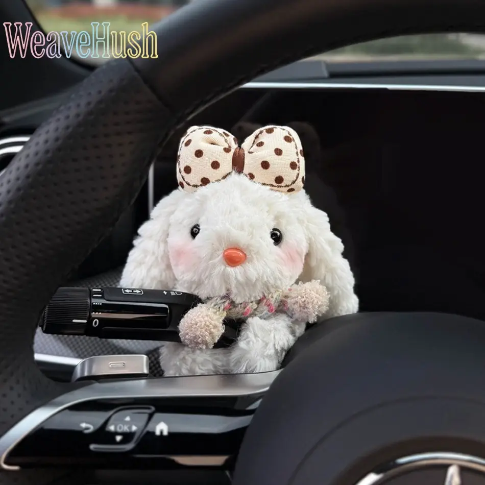 2026 New Whimsical Cute Plush Bunny Rabbit Car Decor Doll - Soft Car Accessories, Auto Interior Pendant for Dashboard, Gear Shift or Windshield Wiper Turn Signal, Accessories For Car