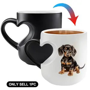 11oz Adorable Dachshund Color-Changing Starry Night Ceramic Temperature Display Mug, Funny Accent Mug, Hand Wash Only, Perfect for Coffee, Tea, or as a Thoughtful Gift for Dog Lovers, Classic Coffee Mugs