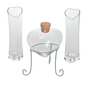 6" - 10" Heart-Shaped Sand Ceremony Glass Wedding Set - 4 Pc.