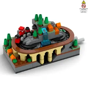 Rocker Operated Rural Train Set Building Model Fun Christmas Gift for Children Desktop Ornament Railway Toy