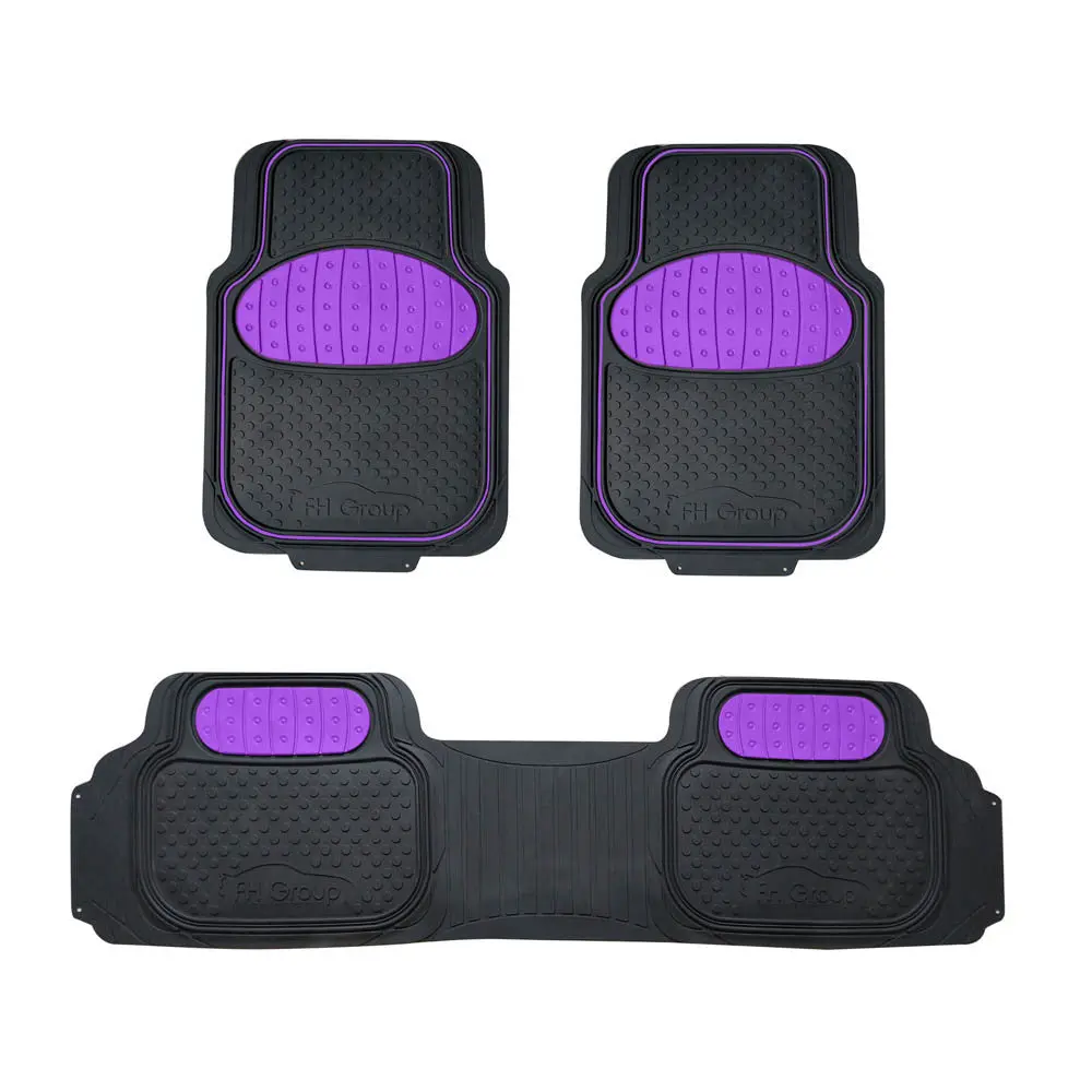 Heavy Duty ClimaProof Trimmable Non-Slip Rubber Car Mat Set, Purple Touchdown Fluid Guard Car Mats, Automotive Interior Accessory, Aftermarket Truck Auto Parts, Rubber Mats