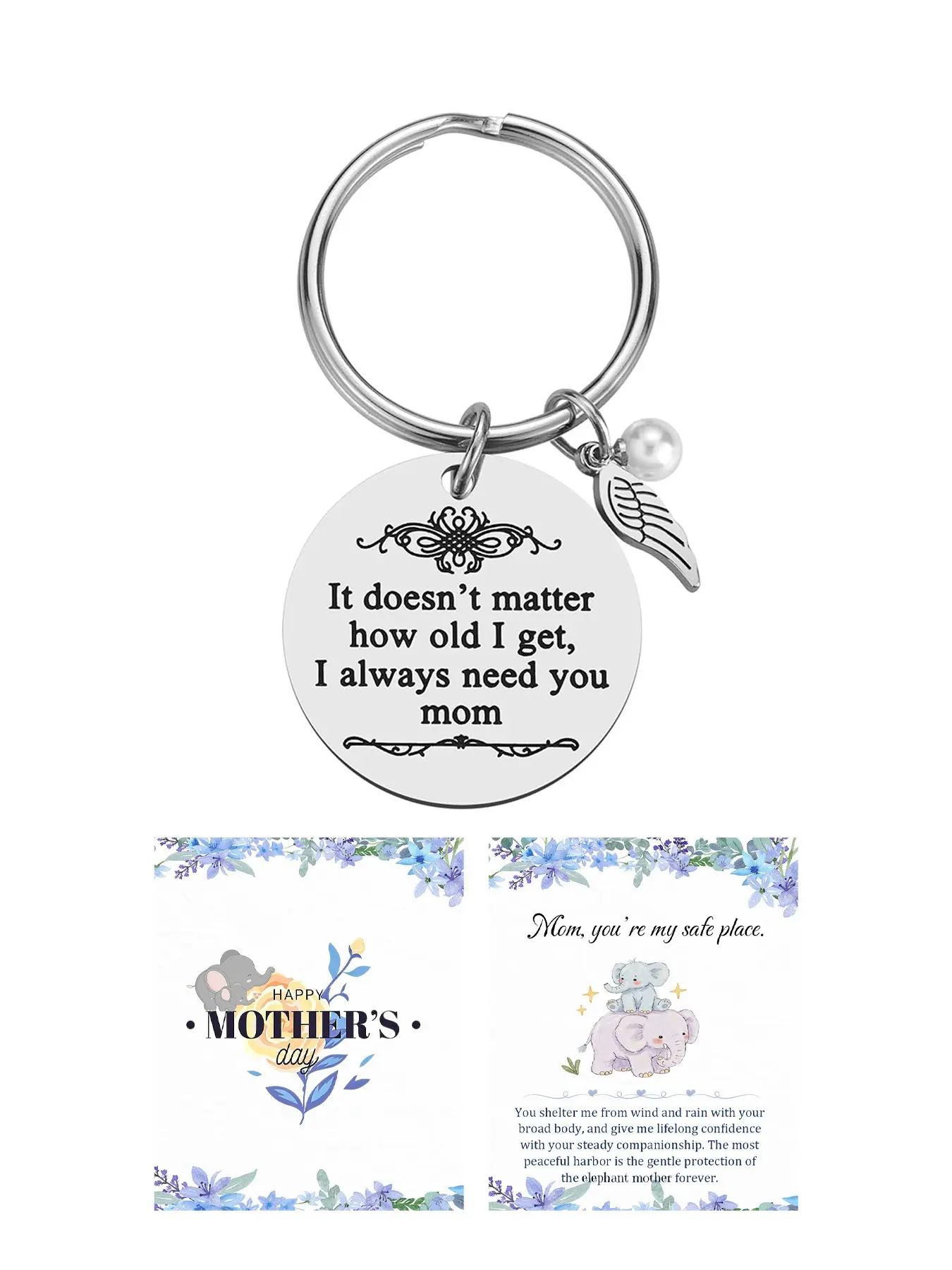 Mother's Day gift, gifts from daughter/son to mom for birthday, Valentine's Day, Christmas, mom heart design keychain with heartfelt message, comes with a heartfelt greeting card