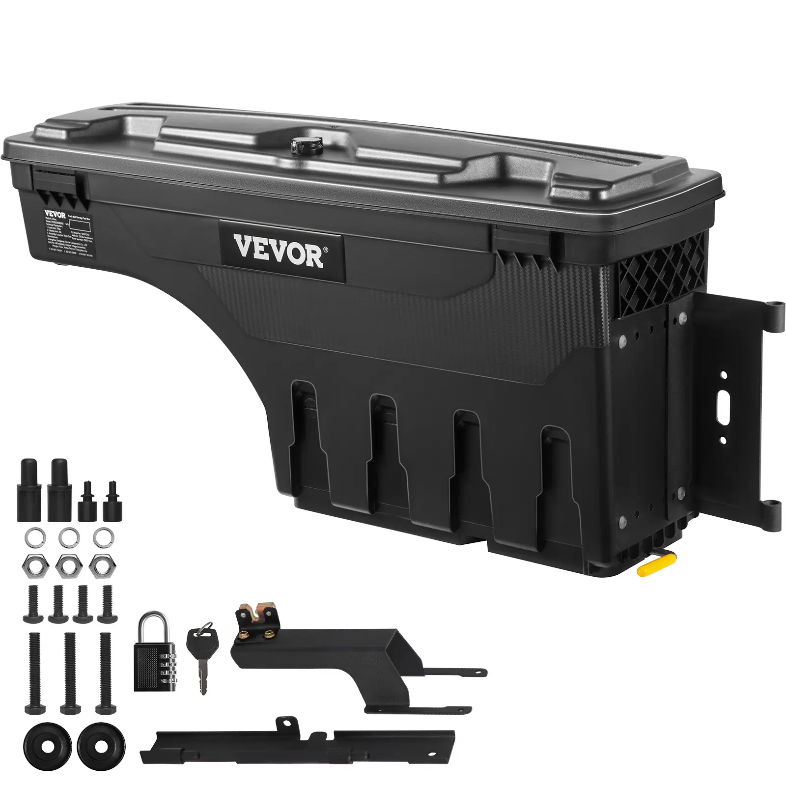 【Summerfinds】VEVOR Lockable Wheel Well Toolbox Storage Box, 25L/6.6 Gal ABS Tool Organizer with Password Padlock Set, Double-Locking Security System, Water-Resistant Durable Truck Accessory for 2015-2021 Ford F-150 Passenger Side, 75lb Capacity