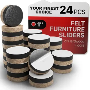 Your Finest Choice Felt Furniture Sliders for Hardwood Floors 24 PCS 1" Self-Adhesive Heavy-Duty Movers for Hard Surfaces Protect Floors Move Furniture Easily - Home