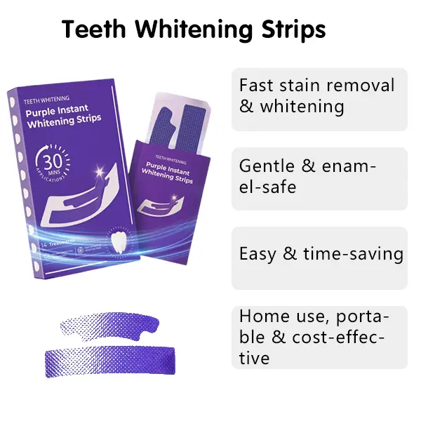 Purple Teeth Whitening Strips - 14/28 Whitening Sessions - Safe for Enamel - Non Sensitive Teeth Whitening - Peroxide-Free Teeth Whitening Strip Teeth Whitening Strip Teeth Whitening Products That Work Teeth Whitening Strip Teeth Whitening Strip Crest