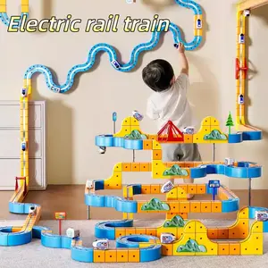 160PCS electric train set, DIY electric track toy car, electric train set, 3D magic Flexible Bendable Track suitable for children aged 3, 4, 5, 6, 7, 8 years old, racing track anti gravity, educational STEM learning toys for boys and girls' birthdays
