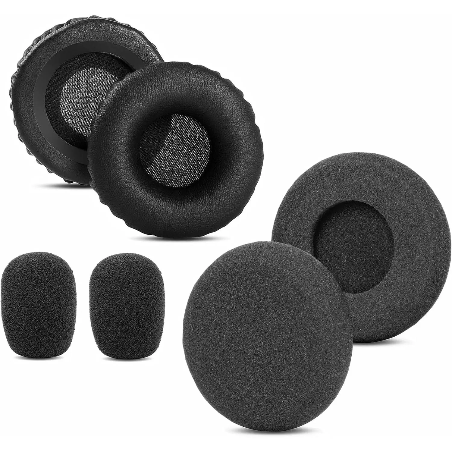 Replacement Ear & Mic Cushion Kit for VXI BlueParrott B250-XT Plus, B250XT, B150 Headsets - 6 Style 1 Cushions, 2 Mic Covers, 1 Pair Pads - High Elastic Cotton Cushioning, Protein Leather, Sponge, Sound Isolation, Manufacturer Warranty