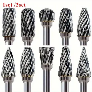 10pcs/set Double Cut Tungsten Carbide Grinding Bits angkop Rotary Tools para Tungsten Steel Tool Accessories