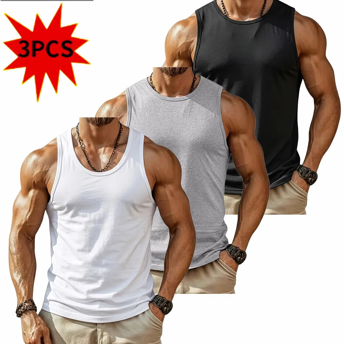 Men’s Premium Ultra-Soft Tank Tops — High Elasticity, Breathable Fitness & Casual Muscle Tanks, Quick-Dry Pullovers, TikTok Trending Style, Standard Sizes, Soft Elastic Breathable Workout Apparel Sports Vest Top