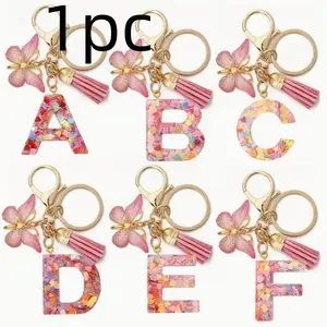 Cute Butterfly Keychain Jewelry with Letter Initial Charm, Pendant for Wallets, Bags and Backpacks, Earbud Case Cover, Women's Gift for Valentine’s Day and Mother’s Day, Keychain Attachment, Stylish Keychain, Key Chain Decorations