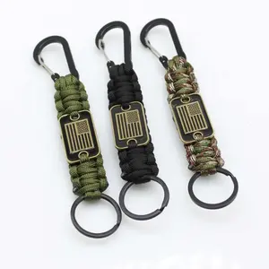 1pc Braided Keychain Lanyard Strap With USA Flag For Outdoor Emergency Keychain Attachment, Keychain For Bags