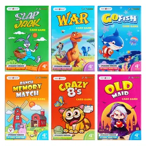 Upgraded Kids Card Games Pack, 6 Decks, Go Fish, Old Maid, Crazy Eights, Memory Match, Slap Jack, War, Playing Cards,