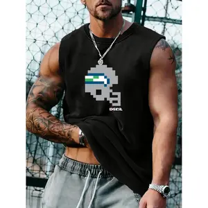 Vests Comfortable Casual Love Lover Tee Seahawks Tecmo Bowl Helmet Design Street Cotton Men'S Vests