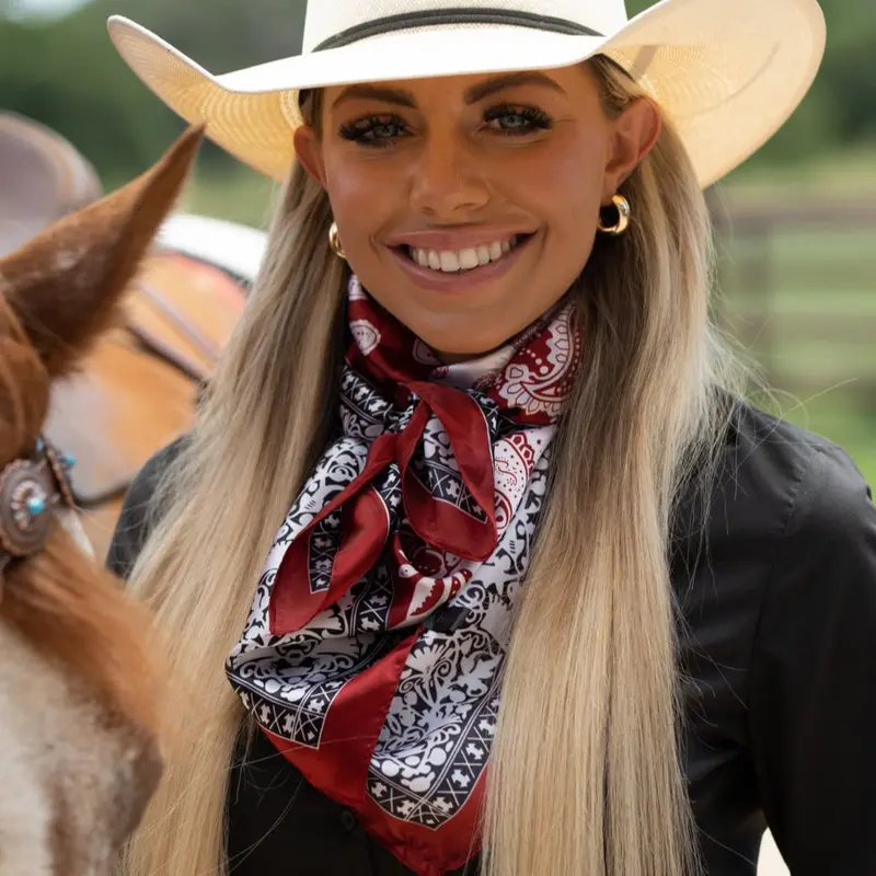 35X35"  Wine Red/Cream Paisley Wild Rag / Scarf WR687